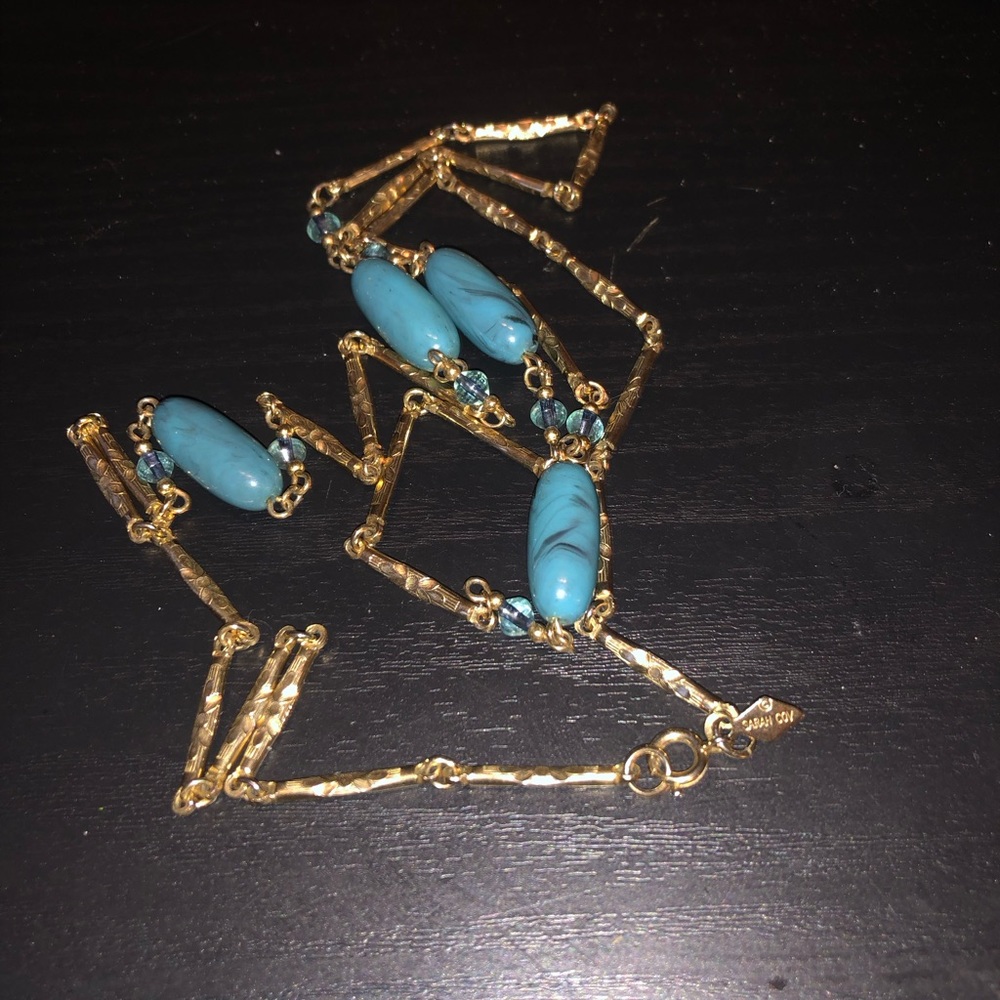 Sarah Coventry Howlite and Blue Topaz Necklace